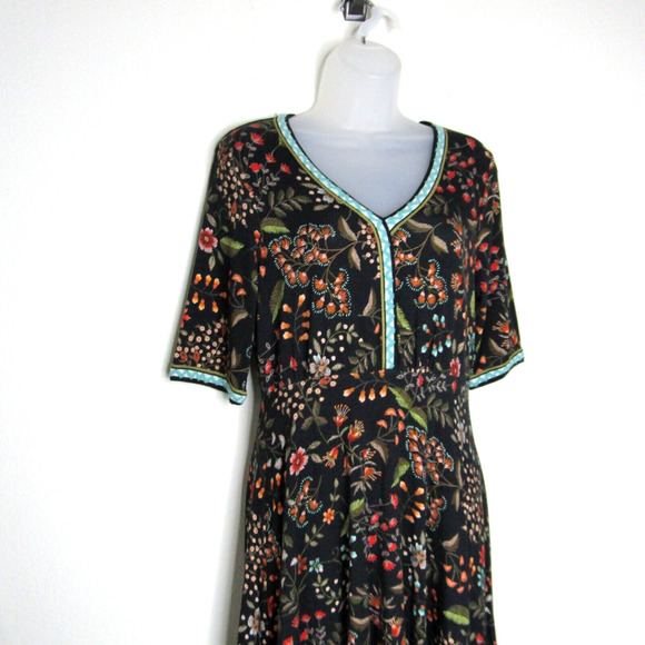 Anthropologie Midi Dress Aldomartins Appenzell Knit Floral Viscose Size XS P Nwt - Picture 3 of 15